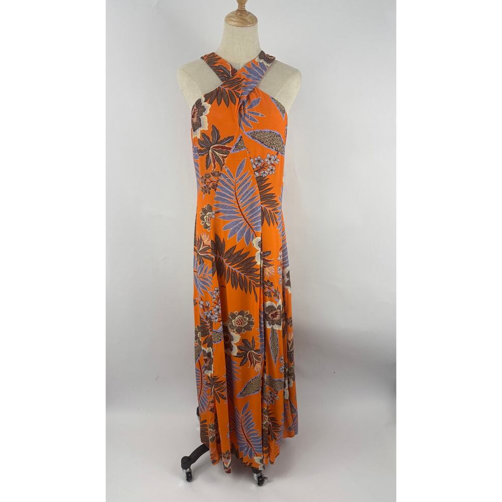 Karen Millen Orange Floral Maxi, Size 6 (Small hole on bottom, could be fixed)